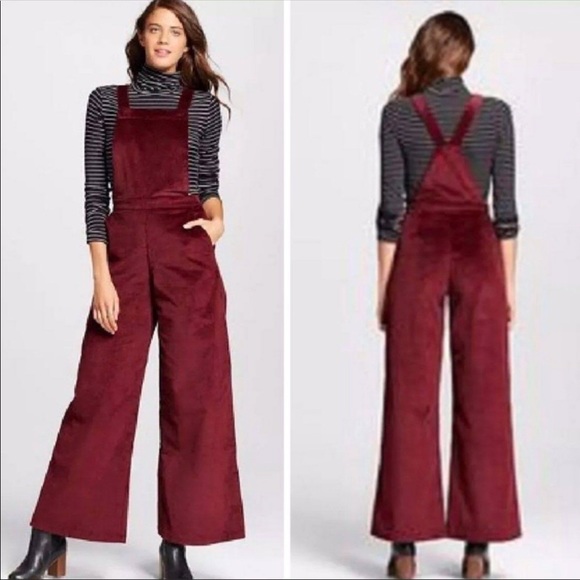 maroon corduroy overalls